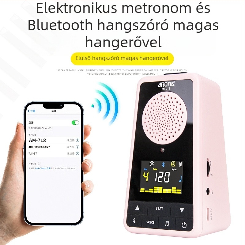 Anoma AM-718 zongora- és gitárhoz tervezett metronóm-hangszóró, Bluetooth újratölthető, hangalapú útmutatásokkal, ideális zenei vizsgákhoz