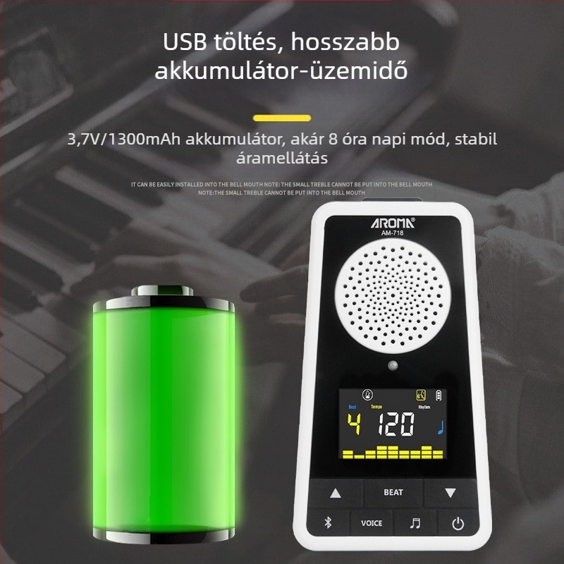 Anoma AM-718 zongora- és gitárhoz tervezett metronóm-hangszóró, Bluetooth újratölthető, hangalapú útmutatásokkal, ideális zenei vizsgákhoz