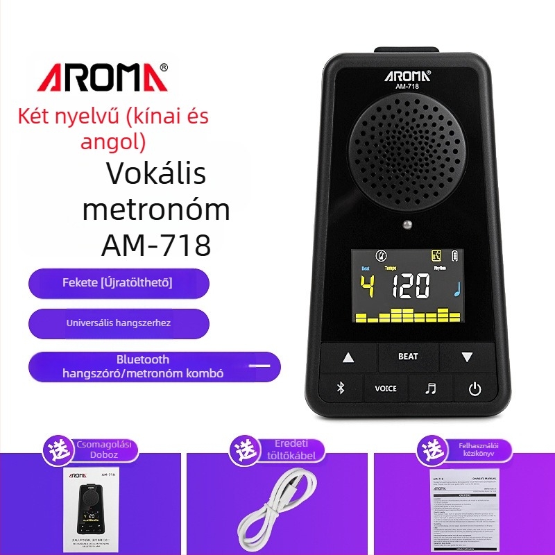 Anoma AM-718 zongora- és gitárhoz tervezett metronóm-hangszóró, Bluetooth újratölthető, hangalapú útmutatásokkal, ideális zenei vizsgákhoz