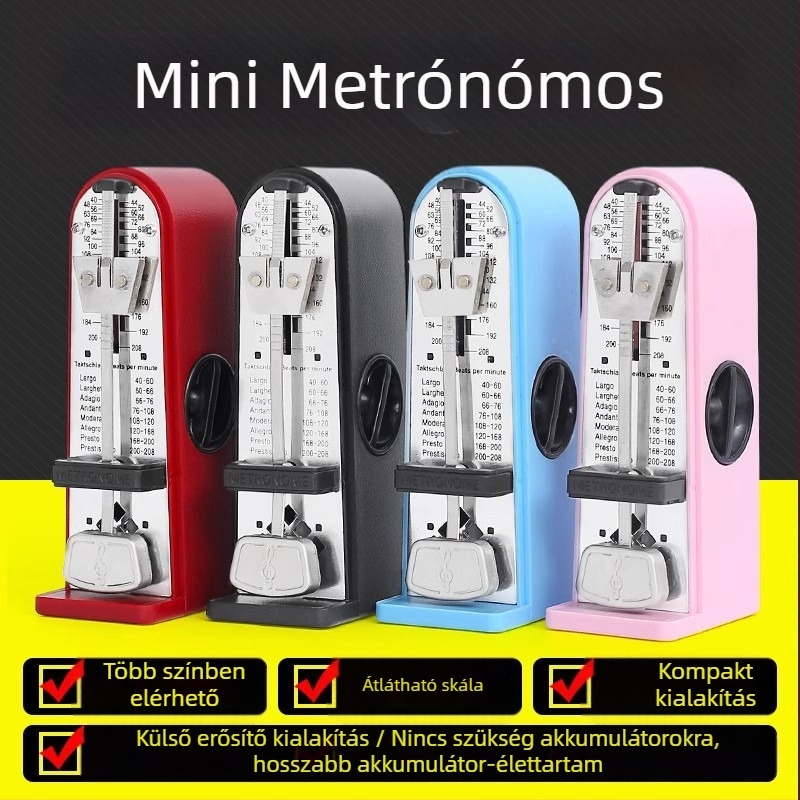 Mechanikus metronóm zongora vizsgákhoz, kompakt és pontos mini ütemmérő, univerzális ritmusszámláló hangszerhez gitár, hegedű és Guzheng — GLEAM
