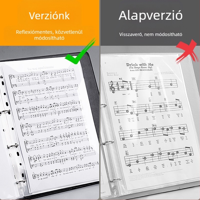 Hengxin Music Score-01 bőr partitúra-klip, modell, egyoldali csuklós mechanizmus, A4-kompatibilis