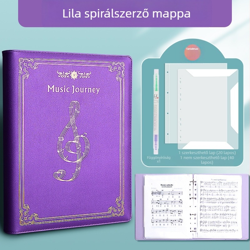 Hengxin Music Score-01 bőr partitúra-klip, modell, egyoldali csuklós mechanizmus, A4-kompatibilis