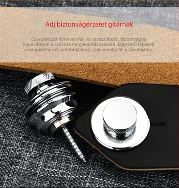 Gitárpánt zár anti-esés funkcióval basszus, folk és elektromos gitárokhoz