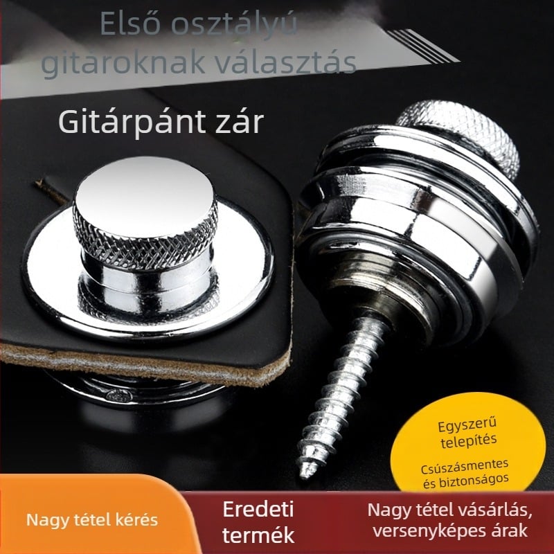 Gitárpánt zár anti-esés funkcióval basszus, folk és elektromos gitárokhoz
