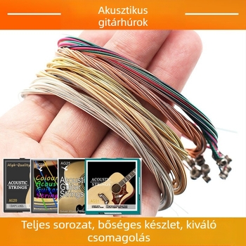 Madina folk gitár húrok – modell AG01/AG20/AG25/AC28; anyagok: vörös réz, sárgaréz, foszforos réz, ezüstös bevonat; csomagolás: zacskóban
