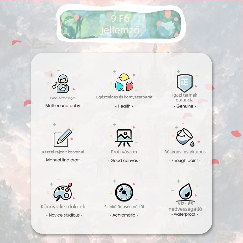 Digitális olajfestmény – DIY rózsás virág kézi színezés, testreszabható, tömörfa keret, modern minimalista stílus, nappalira, étterembe, előcsarnokba