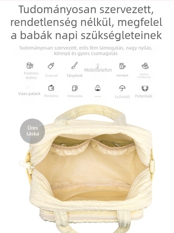 Vízálló anyuka-baba táska, nagy kapacitású, többfunkciós, váll- vagy crossbody-stílusú