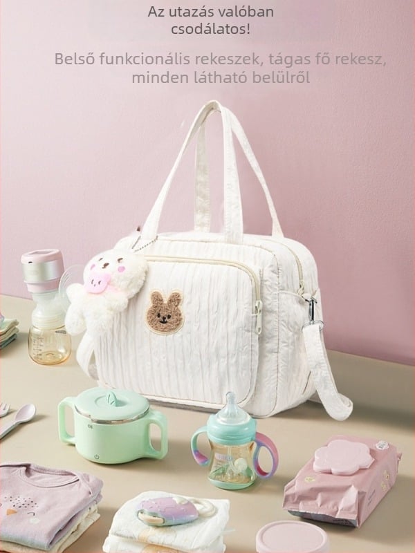 Vízálló anyuka-baba táska, nagy kapacitású, többfunkciós, váll- vagy crossbody-stílusú