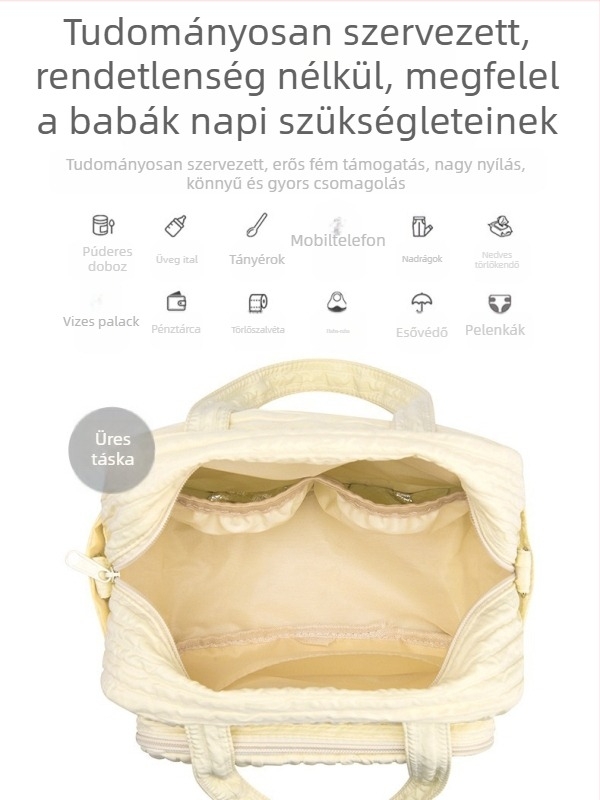 Vízálló anyuka-baba táska, nagy kapacitású, többfunkciós, váll- vagy crossbody-stílusú