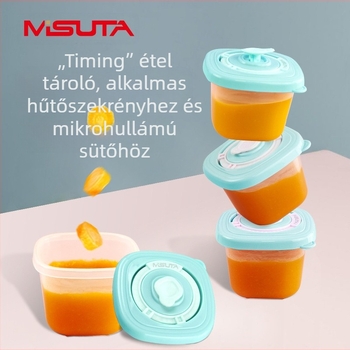 MISUTA Chrono időzített doboz kiegészítő ételhez – 6 darabos készlet, PP étkészlet, rekeszekkel, 3 hónapos vagy idősebb babáknak