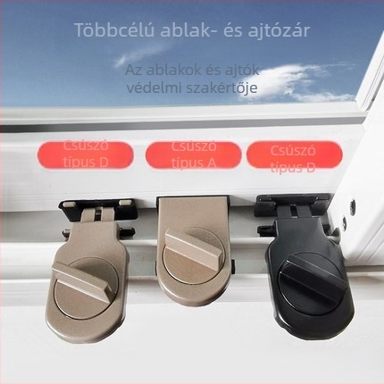 Csúszó ablak biztonsági zár gyermekbiztonsági stopperrel - Modell E96-1, alumíniumötvözet + műanyag, ajtókhoz és ablakokhoz, modern minimál stílus