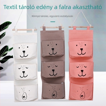 Ágy melletti falra szerelt tároló táska, vászon (8 Amine), vízálló, kollégiumi rendező
