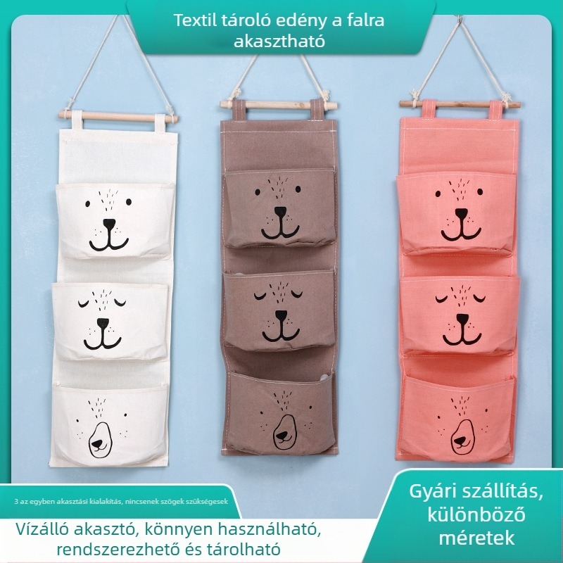 Ágy melletti falra szerelt tároló táska, vászon (8 Amine), vízálló, kollégiumi rendező