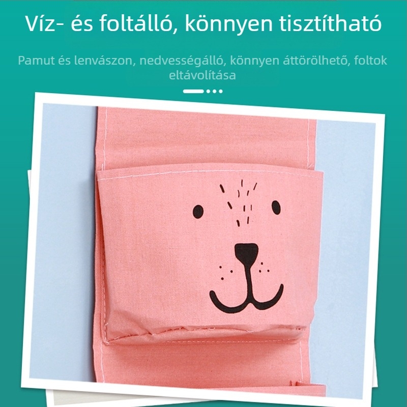Ágy melletti falra szerelt tároló táska, vászon (8 Amine), vízálló, kollégiumi rendező