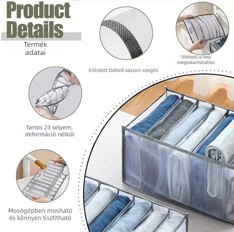 Hálós tárolókocka – nylon + háló, modell Mesh storage, sokoldalú szervező fehérneműk és kiegészítők számára