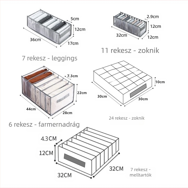 Hálós tárolókocka – nylon + háló, modell Mesh storage, sokoldalú szervező fehérneműk és kiegészítők számára