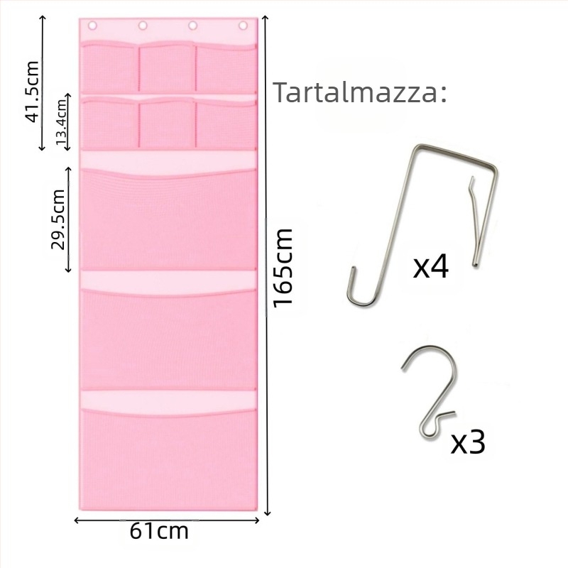 Zhen Hao A012 9 rekeszes, falra szerelhető játék tároló táska, Oxford és hálós anyagból, plüss babáknak