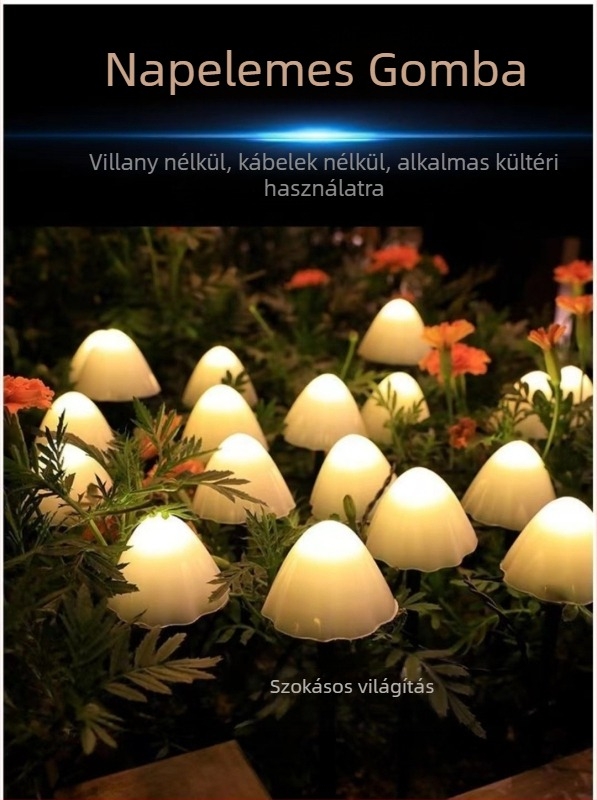 Kültéri LED napelemes fényfüggöny gomba alakú virág formájú, IP65, 10W, ≤36V, gombos vezérlés