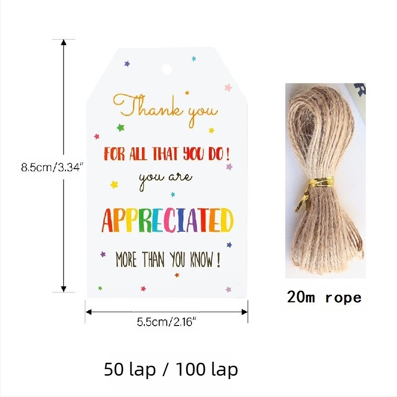 DIY ajándék címkék és üdvözlőlapok 20 m kenderzsinórral, papír, csomag 50 vagy 100 lap, születésnapokra és esküvőkre