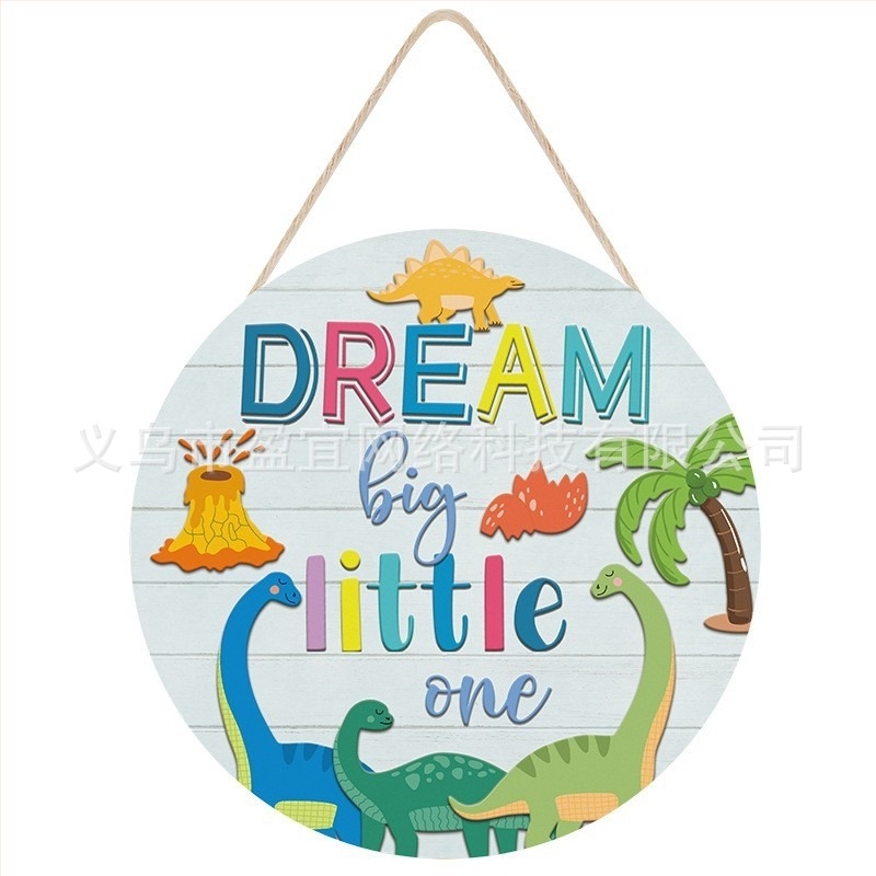 Fából készült kör alakú ajtóplakett gyerekeknek, szivárvánnyal, rajzfilmszerű stílus, nyomtatott kivitel, ajándékba kész