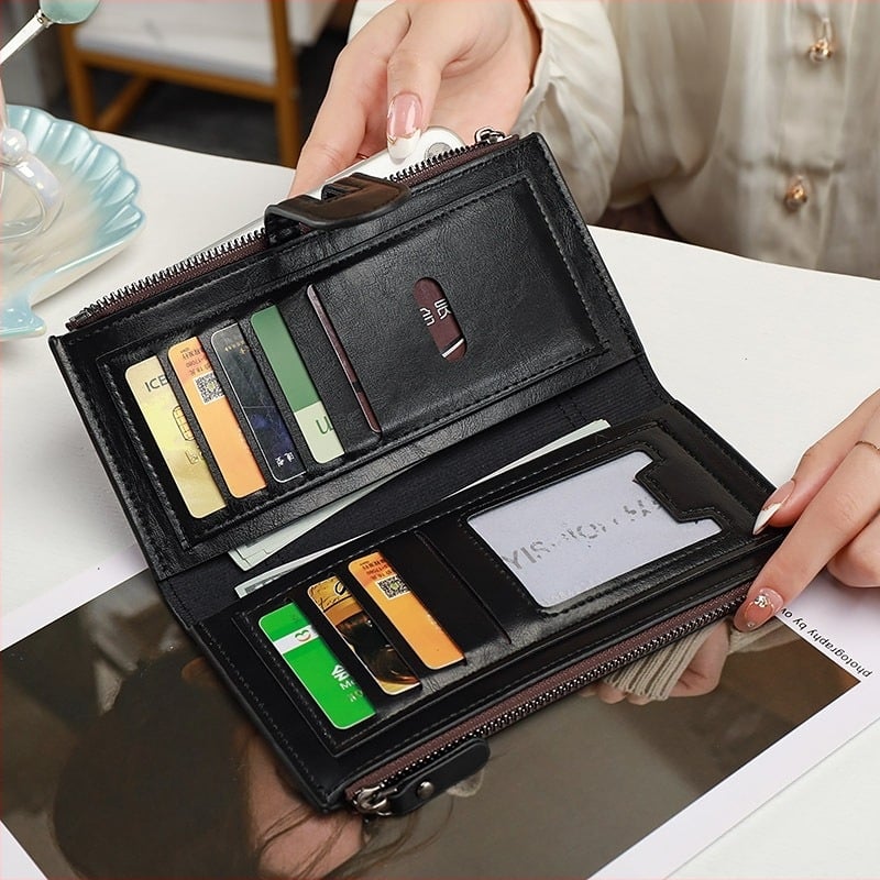 PU bőr női pénztárca, kétoldalas hajtással, városi minimalist stílus, egyszínű mintázat, modell XC113-1, márka Yee Ya Poem