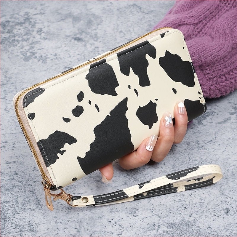 Női PU bőr clutch pénztárca, 1 hajtás, geometriai minta, belső bélés szintetikus bőrrel, friss és édes stílus