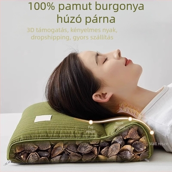 Hajdinás párna kemény belső maggal a nyaki gerinc védelmére, töltet hajdina, 100% pamut huzat, téglalap alakú, egy személyre, párnahuzat