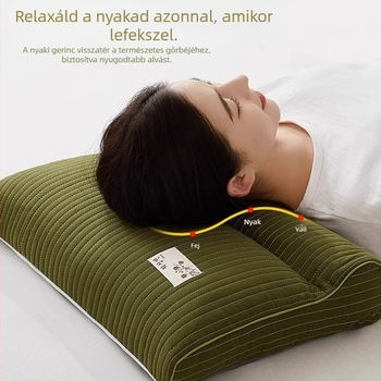 Hajdinás párna kemény belső maggal a nyaki gerinc védelmére, töltet hajdina, 100% pamut huzat, téglalap alakú, egy személyre, párnahuzat