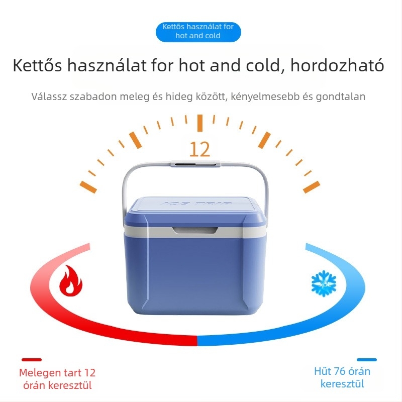 5L hordozható autós hűtődoboz, szigetelt, kültéri kempingezéshez és piknikhez, gyors hűtés és jégmegőrzés