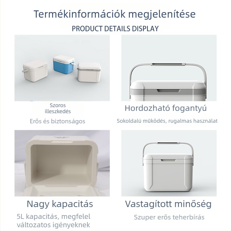 5L hordozható autós hűtődoboz, szigetelt, kültéri kempingezéshez és piknikhez, gyors hűtés és jégmegőrzés