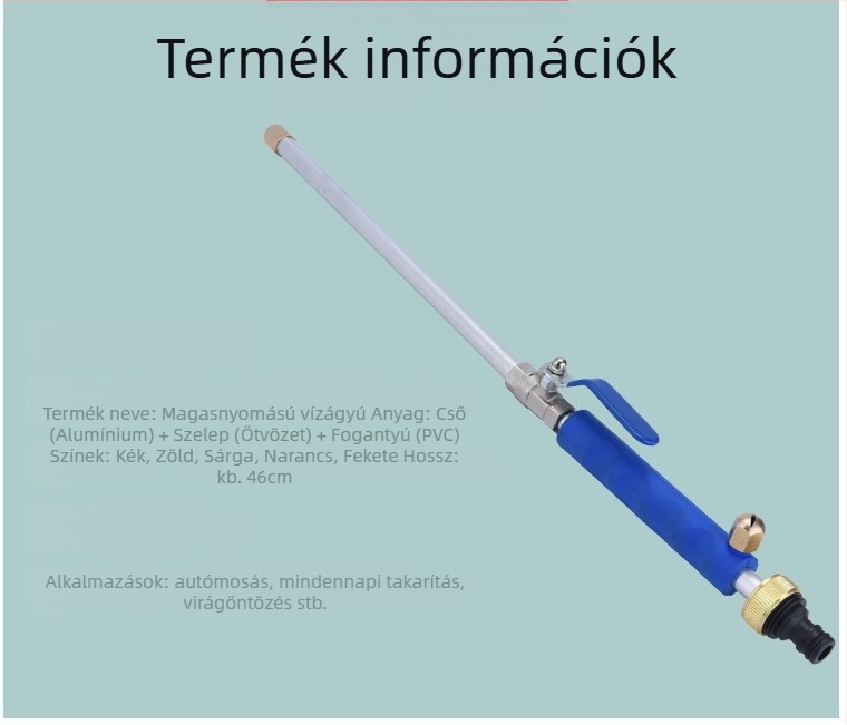 Kerti magasnyomású vízpisztoly brushless motorral, ötvözet elektropolírozott fúvóka, oszcilláló öntözési funkció, autómosáshoz