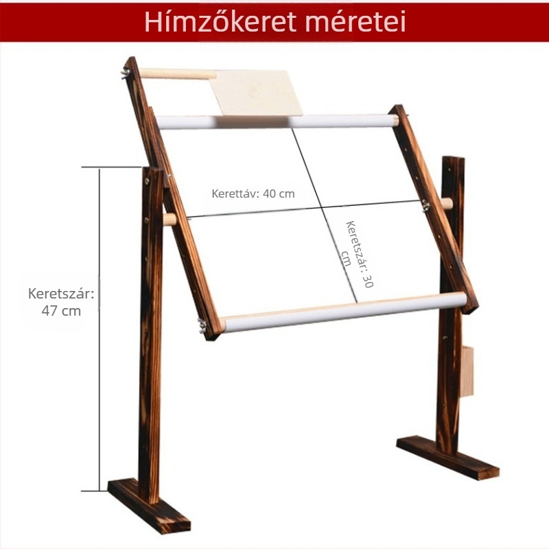 Fa keresztszemes hímzőkeret állítható magassággal, multifunkcionális, modern minimál stílusban