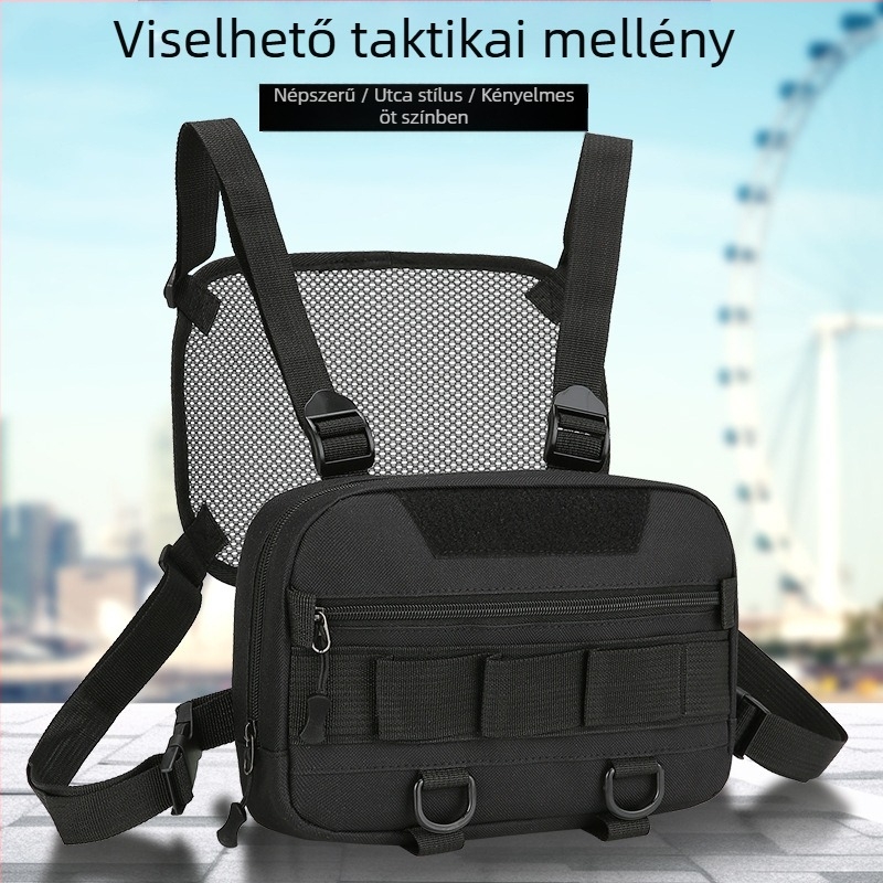 Férfi mellkasi táska nylonból, városi egyszerű stílus, légáteresztő, szabadidős utazásokhoz