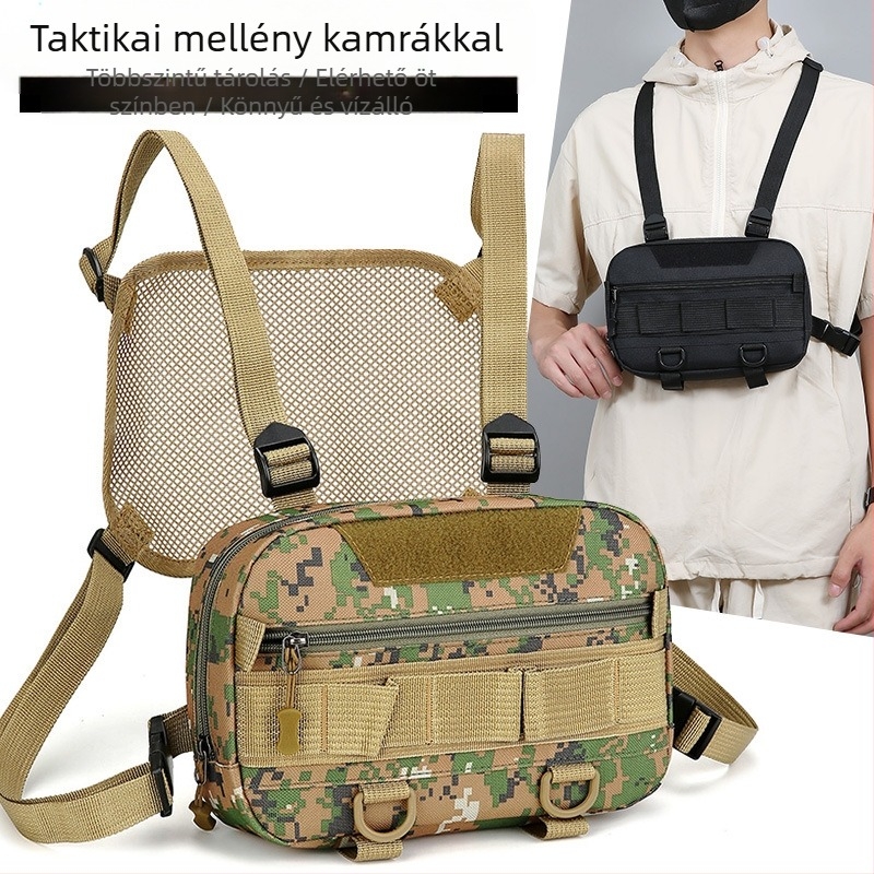Férfi mellkasi táska nylonból, városi egyszerű stílus, légáteresztő, szabadidős utazásokhoz
