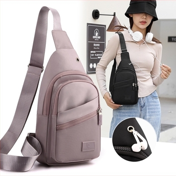 Női mellkas táska – utcai stílus, könnyű Oxford anyag, cipzáras zárás, belső cipzáros zseb, mindennapi crossbody