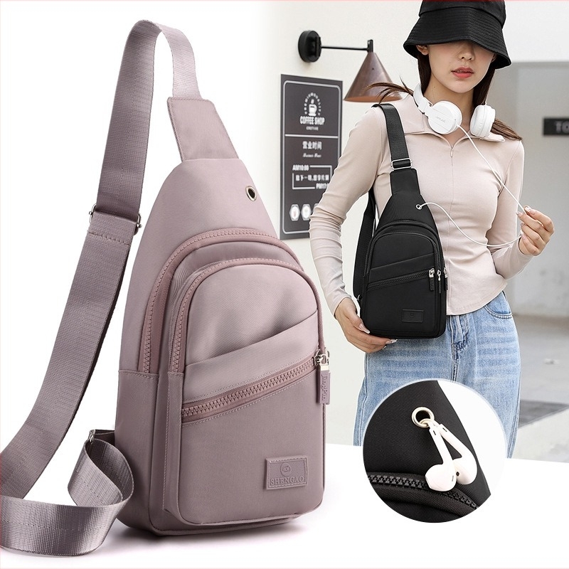 Női mellkas táska – utcai stílus, könnyű Oxford anyag, cipzáras zárás, belső cipzáros zseb, mindennapi crossbody