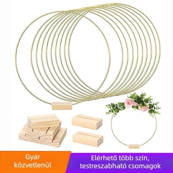 Asztali középponti dekor – fém girland, dream catcher koszorú, stílus 43746