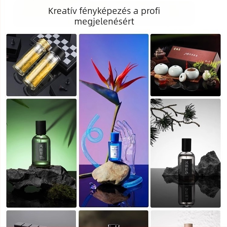 Edzett üveg tükröző háttérlappal termékfotózáshoz; tükröző felület; tömege 200–800 g