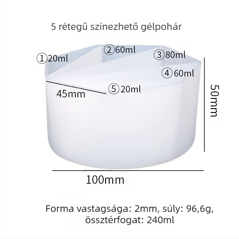 Szilikon pigmentkeverő pohár gyanta művészethez - szabálytalan alakú, DIY gél eszköz