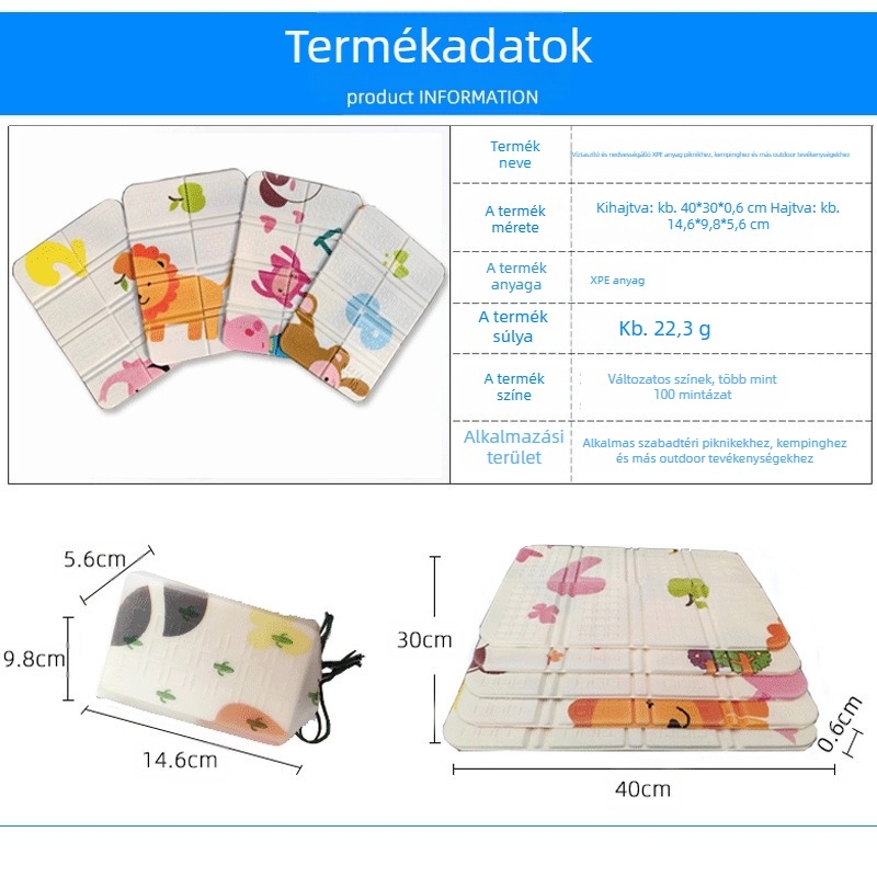 Nedvességálló piknik matrac, nem szövött anyagból, 400 g, 5–6 fő részére, modell RT2356