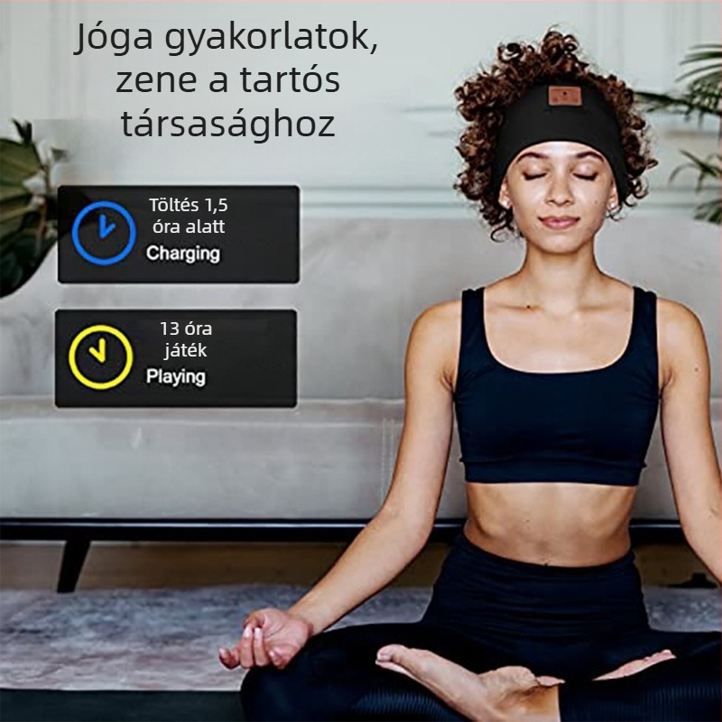 Bluetooth sport fejkendő alacsony késleltetéssel játékokhoz, 5.0, 15 m hatótávolság, több mint 8 óra üzemidő, sztereó hang