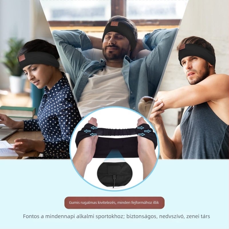 Bluetooth sport fejkendő alacsony késleltetéssel játékokhoz, 5.0, 15 m hatótávolság, több mint 8 óra üzemidő, sztereó hang