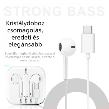 In-ear vezetékes fülhallgató basszusfókuszú hangzással és mikrofon, modell 20160517, 120 cm-es kábel