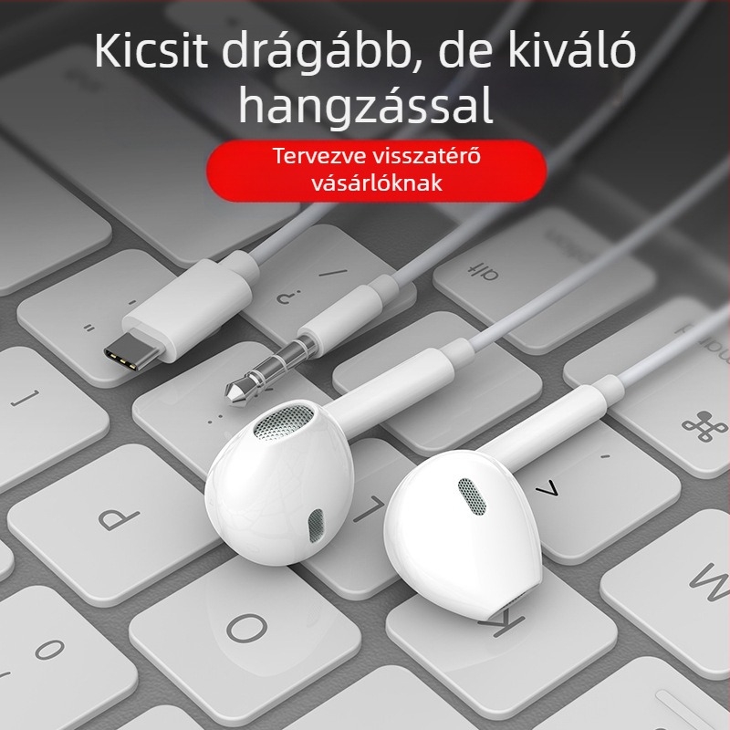 In-ear vezetékes fülhallgató basszusfókuszú hangzással és mikrofon, modell 20160517, 120 cm-es kábel