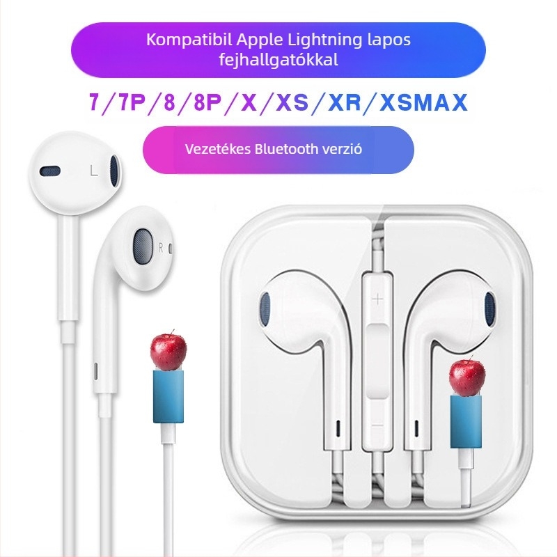 In-ear vezetékes fülhallgató basszusfókuszú hangzással és mikrofon, modell 20160517, 120 cm-es kábel