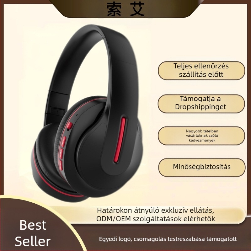 Zajcsökkentő Bluetooth fejhallgató, nagy fülkagylóval és protein bőr bevonattal, vezeték nélküli metalls teleszkópos fejpánttal, hosszú üzemidő