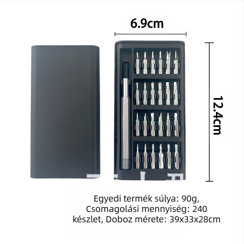 24/63-in-1 precíz csavarhúzó készlet mobiltelefonok javításához, mágneses, S2 ötvözet szerszámacél, súly 0.36