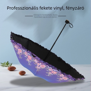 Összecsukható retro esernyő napra és esőre, manuális nyitás, 8-ágú acél váz, 190T anyagú vászon, UPF 40+