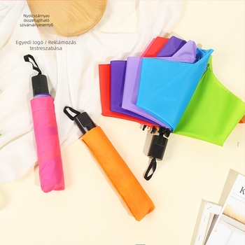 Felnőtt kézi nyitású háromrészes esernyő — 8 kar, vas váz, műanyag fogantyú, 190T anyagú szövet, logó nyomás lehetséges