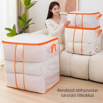 PVC paplan tároló táska - Nagy kapacitású, Vízálló és nedvességálló, Átlátszó, Többfunkciós hálószobai rendszerező